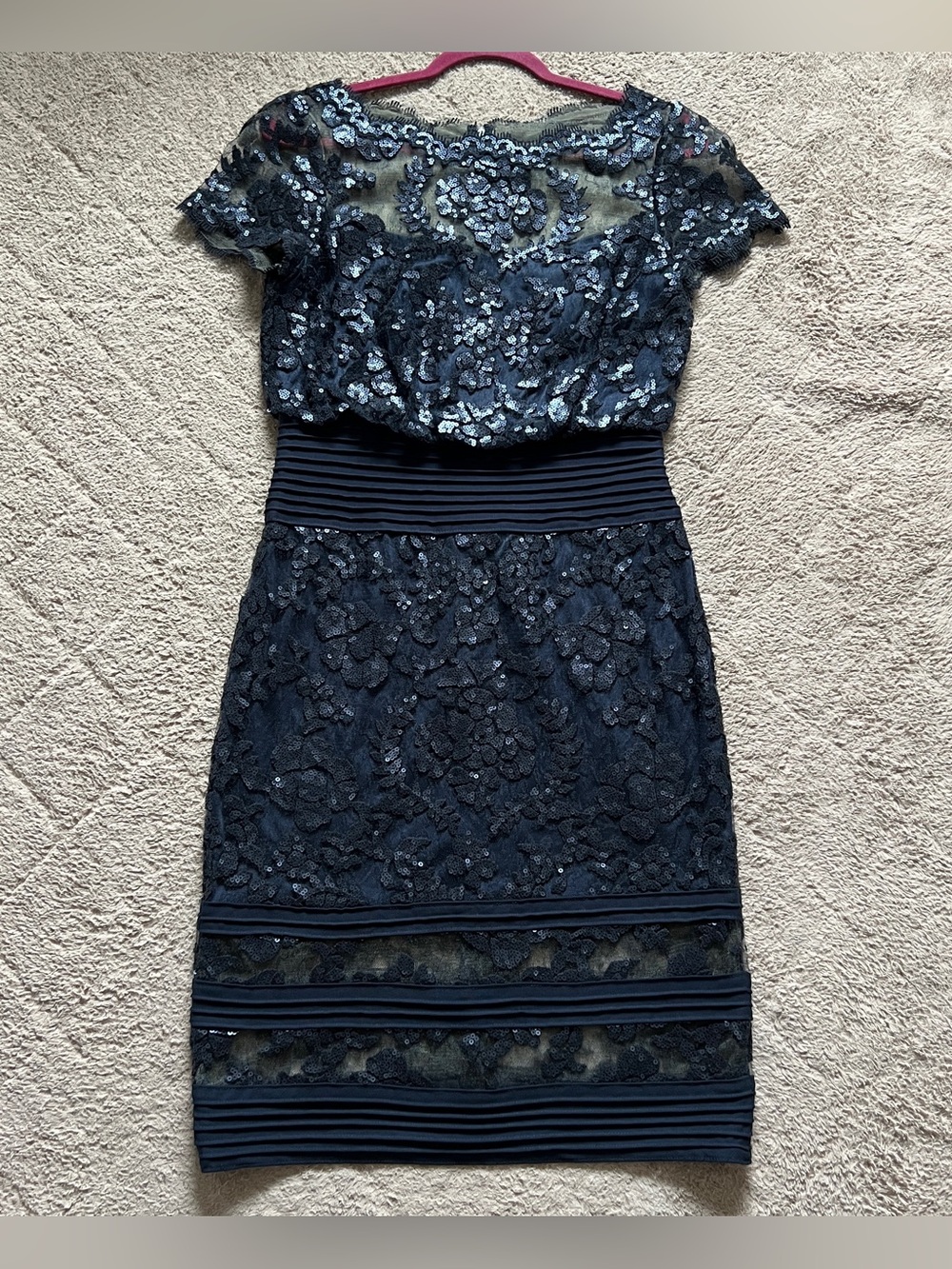 NWOT Tadashi Shoji Sequin Lace Cocktail Dress Elegant Wedding Luxury Party Sz 6